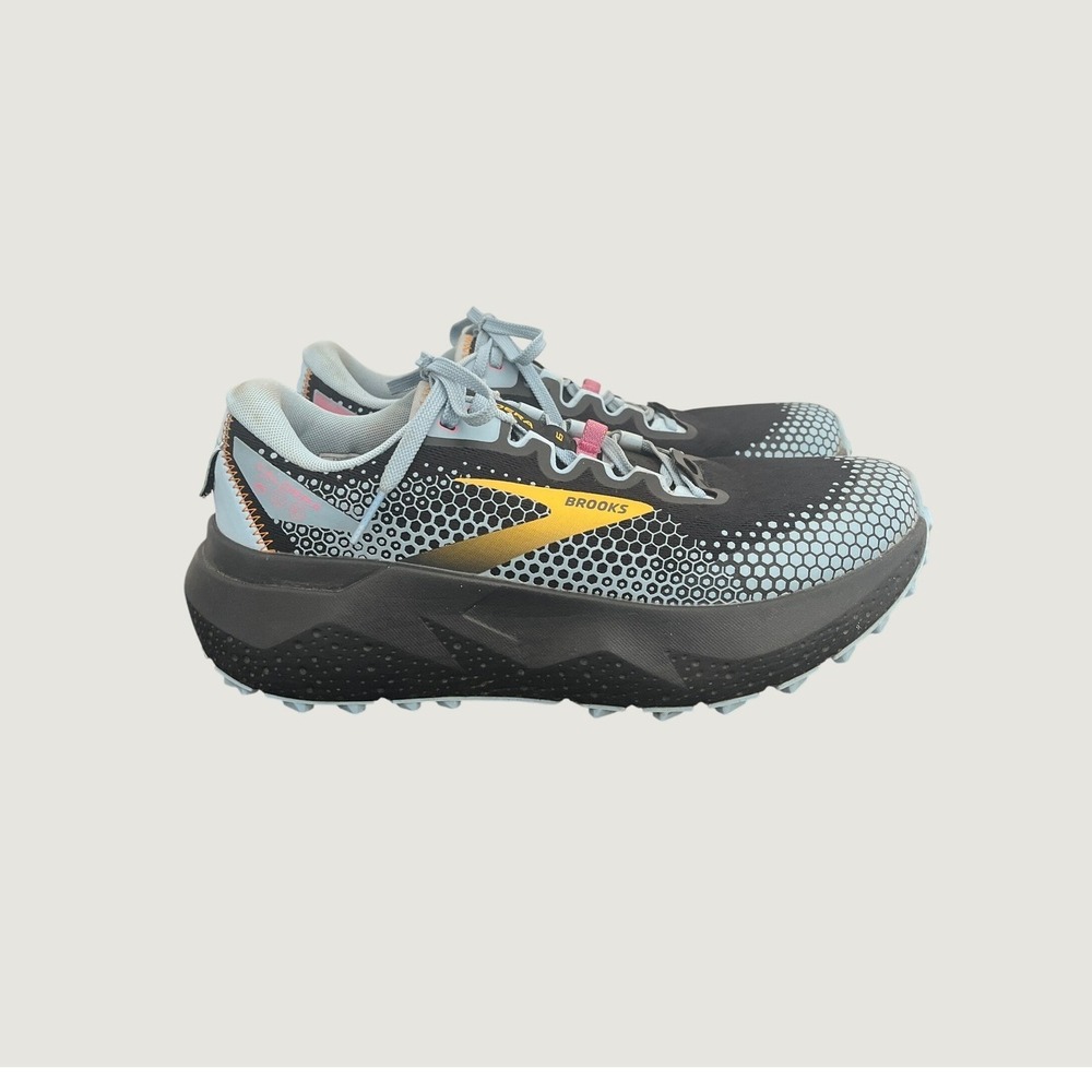 Brooks Caldera 6 Womens 10 Trail Running Shoes Black Blue Yellow 1203661B096